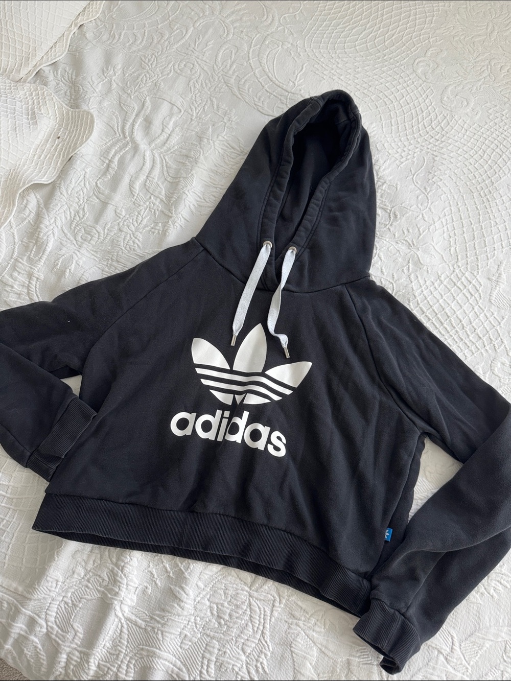 adidas Black Hoodie with White Trefoil Logo